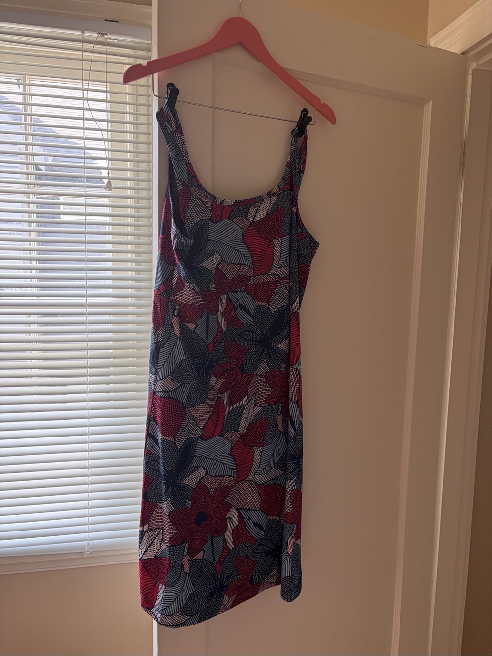 Floral Scoop-Neck Slip Dress in Red and Navy Columbia sportswear L
